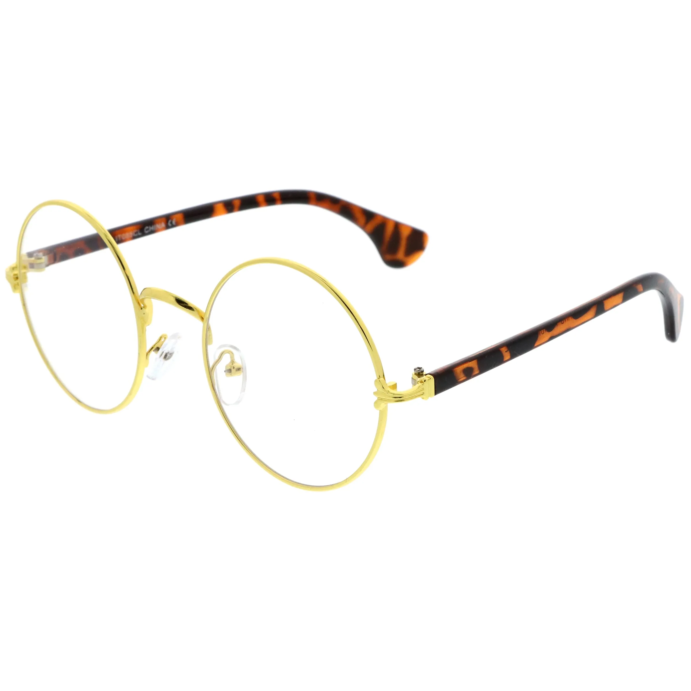 Classic Slim Metal Frame Clear Lens Round Eyeglasses A865 sold by ZeroUV product image thumbnail 3