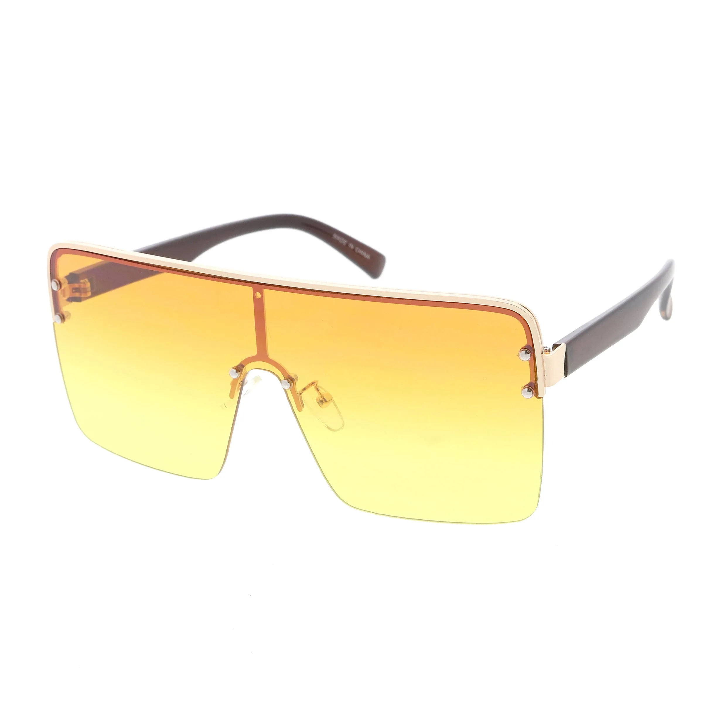Oversize Semi Rimless Gradient Lens Shield Sunglasses D123 sold by ZeroUV product image thumbnail 4