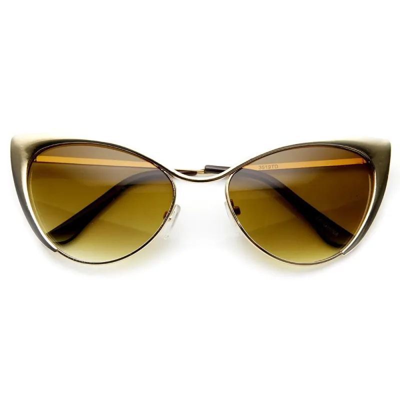 Womens Full Metal Fashion High Tip Pointed Cat Eye Sunglasses 9289 sold by ZeroUV