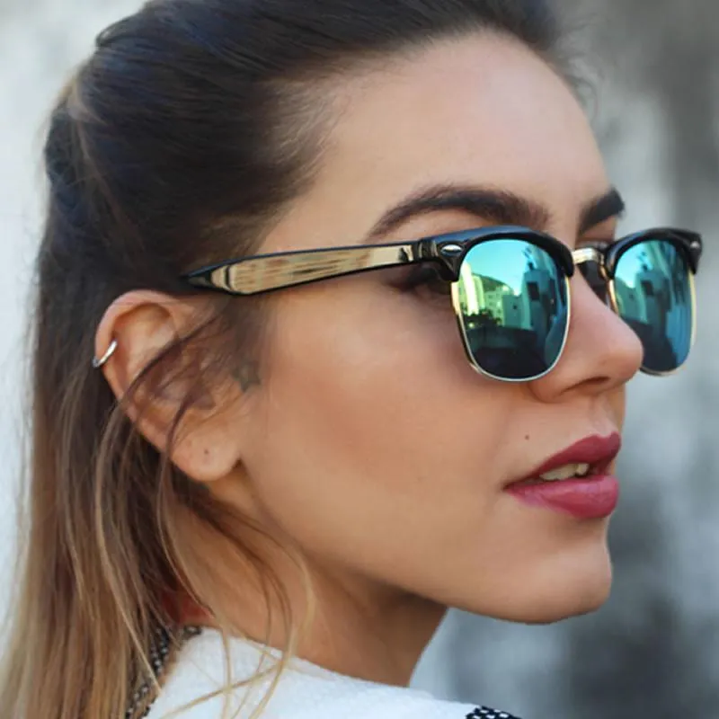 Retro Horned Rim Half Frame Flash Mirror Lens Sunglasses 9309 sold by ZeroUV product image thumbnail 2