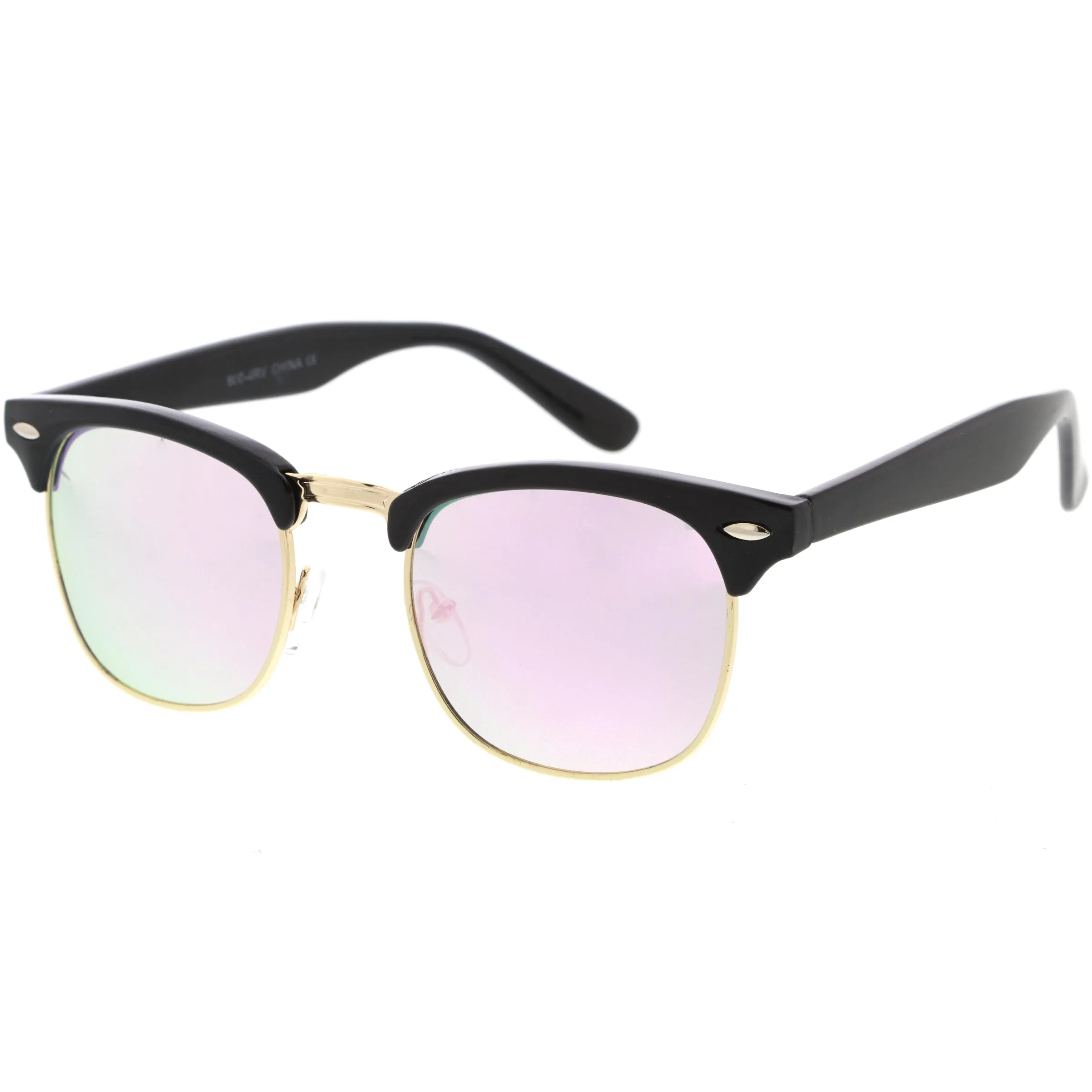 Retro Horned Rim Half Frame Flash Mirror Lens Sunglasses 9309 sold by ZeroUV product image thumbnail 4