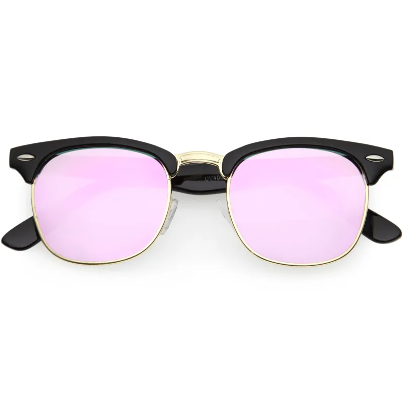 Retro Horned Rim Half Frame Flash Mirror Lens Sunglasses 9309 sold by ZeroUV