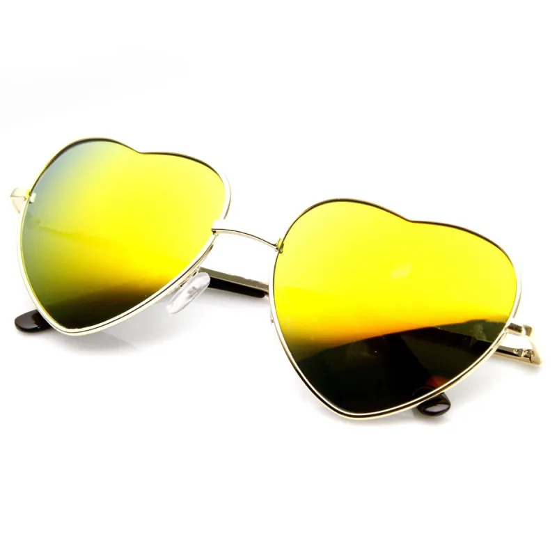 Women's Heart Shape Metal With Mirrored Lens Sunglasses 9436 sold by ZeroUV