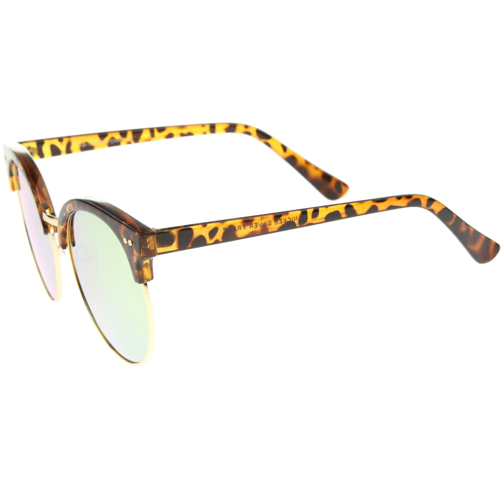 Modern Flat Front Oversize Round Mirror Lens Cat Eye Sunglasses A207 sold by ZeroUV product image thumbnail 2