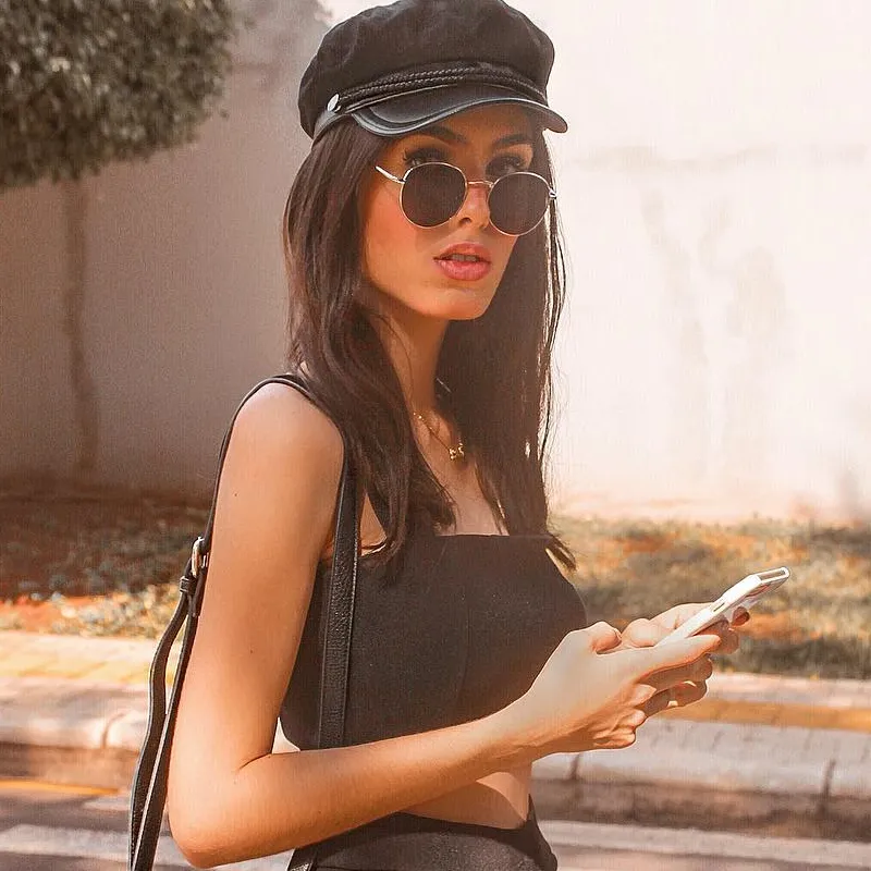 Vintage Dapper Round Flat Lens Metal Sunglasses C343 sold by ZeroUV product image thumbnail 5