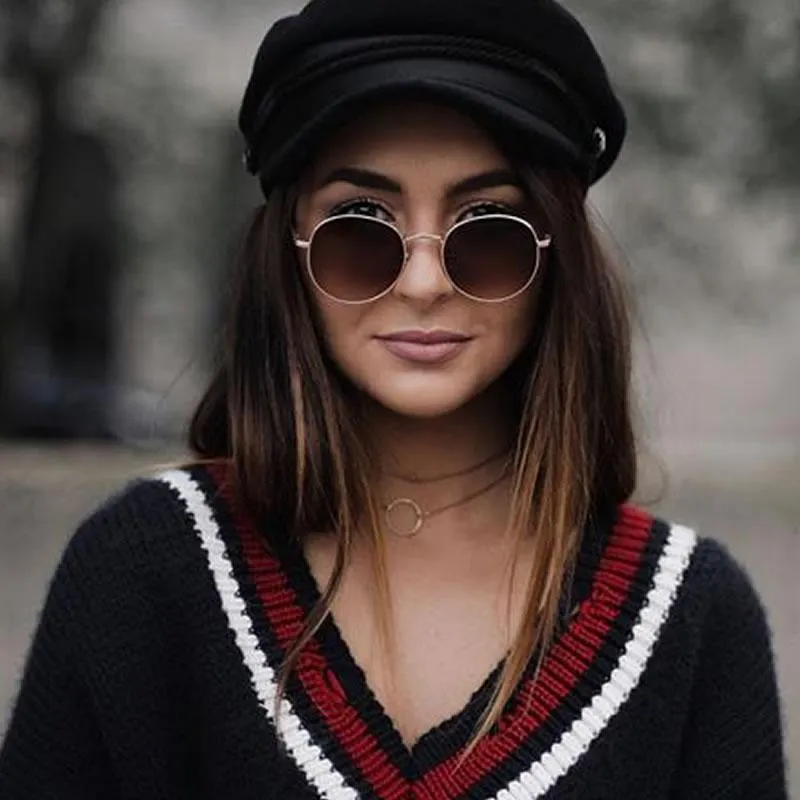 Vintage Dapper Round Flat Lens Metal Sunglasses C343 sold by ZeroUV product image thumbnail 3