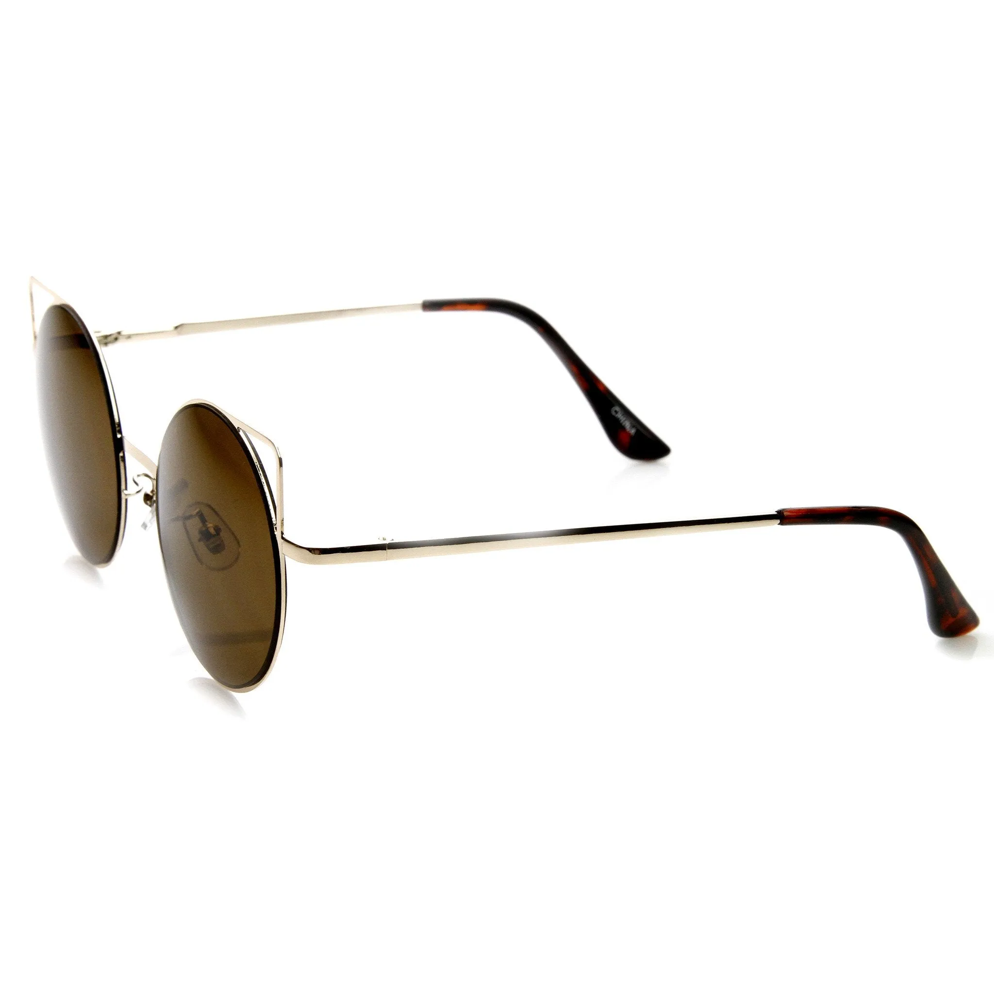 Women's Thin Laser Cut Metal Circle Cat Eye Sunglasses 9174 sold by ZeroUV product image thumbnail 3