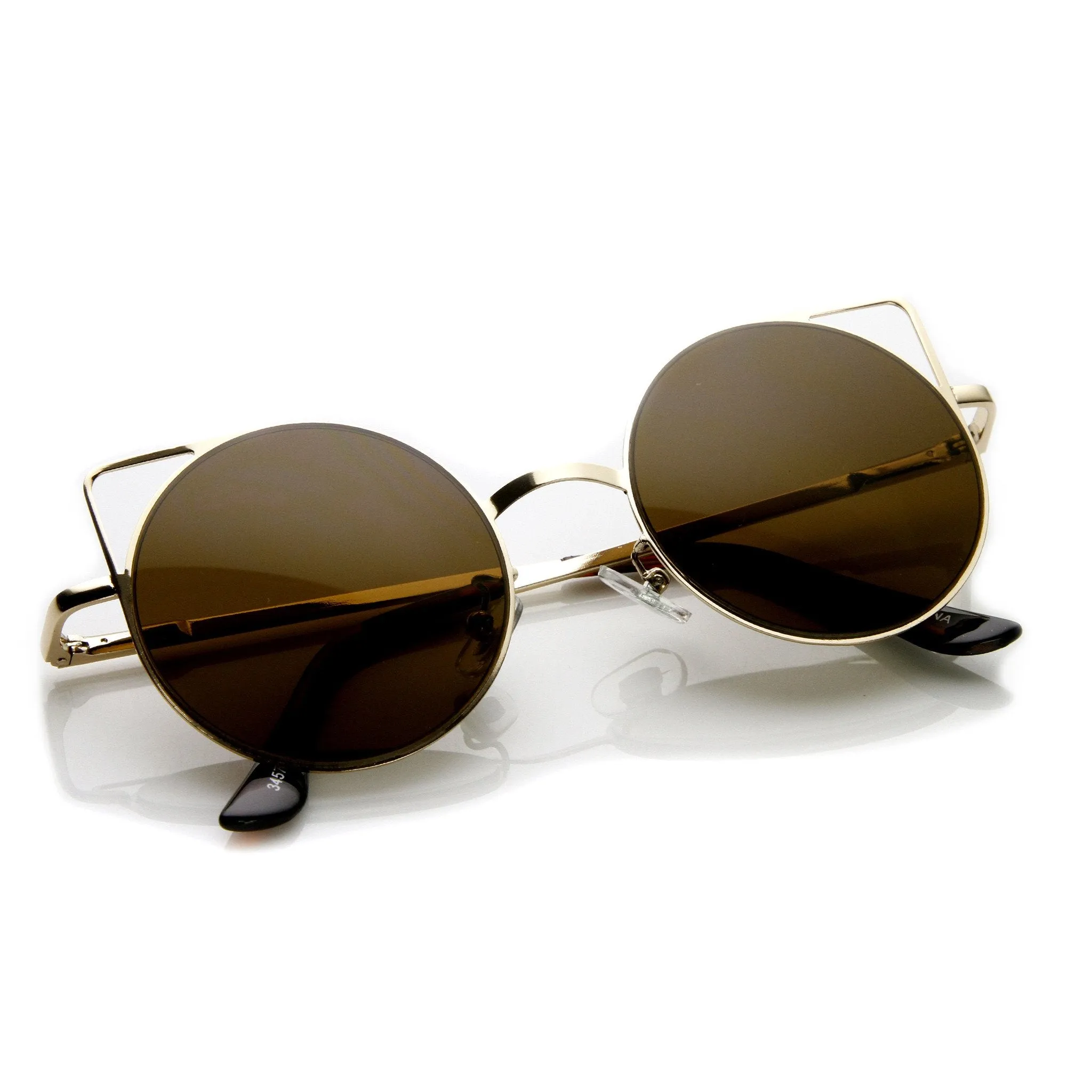 Women's Thin Laser Cut Metal Circle Cat Eye Sunglasses 9174 sold by ZeroUV product image thumbnail 4