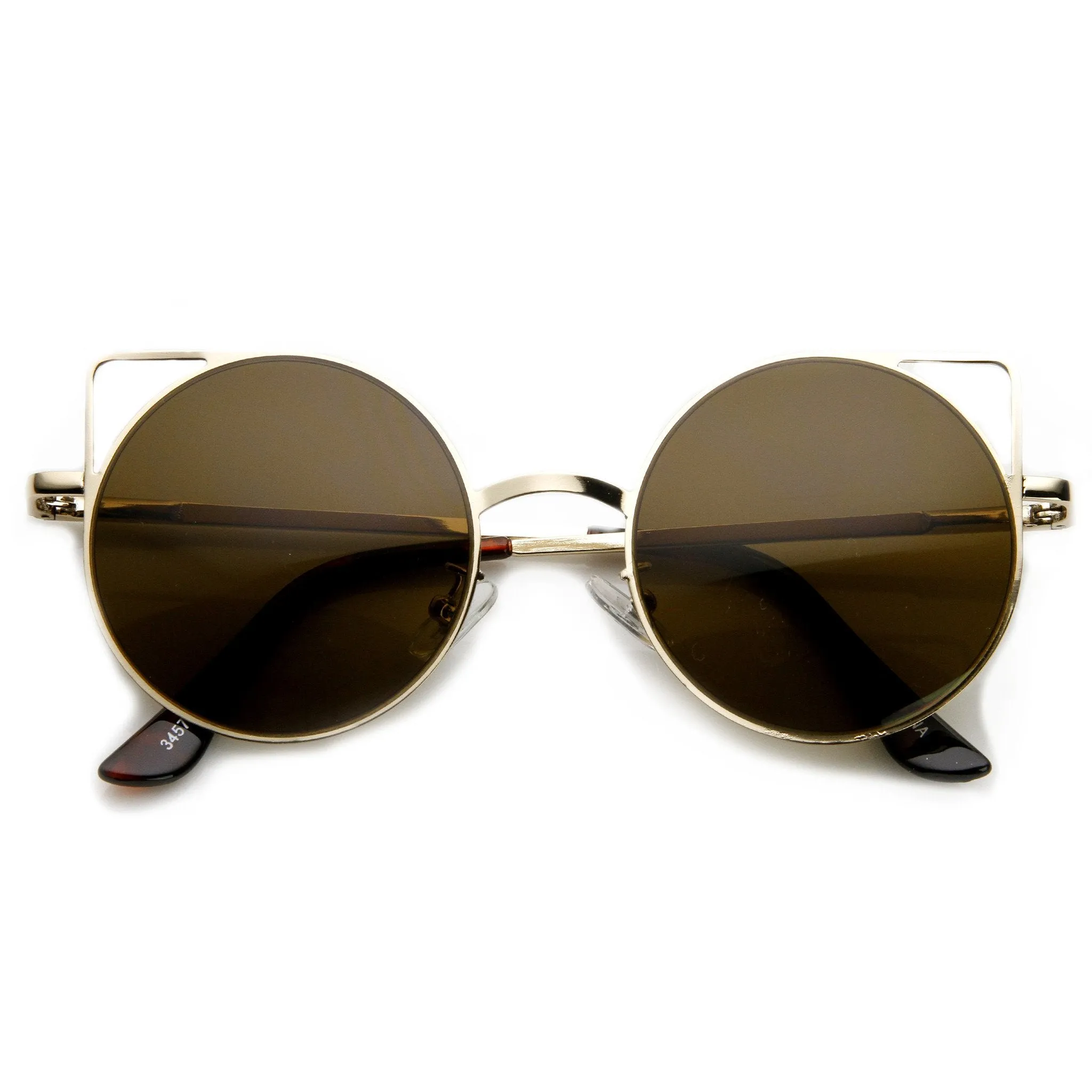 Women's Thin Laser Cut Metal Circle Cat Eye Sunglasses 9174 sold by ZeroUV