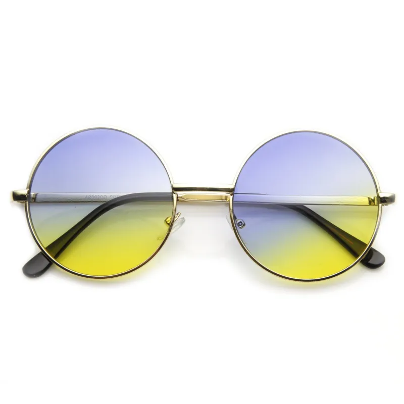 Retro Lennon Inspired Round Multi Color Rainbow Lens Sunglasses 9204 sold by ZeroUV