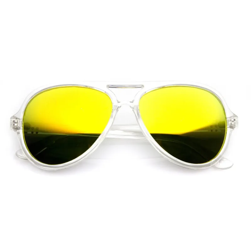Transparent Retro Party Flash Mirror Lens Aviator Sunglasses 9477 sold by ZeroUV