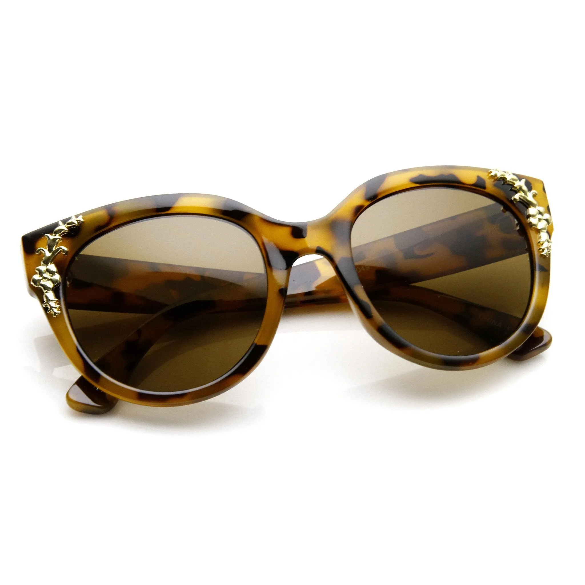 Womens Retro Oversize Flower Adorned Cat Eye Sunglasses 9320 sold by ZeroUV product image thumbnail 4