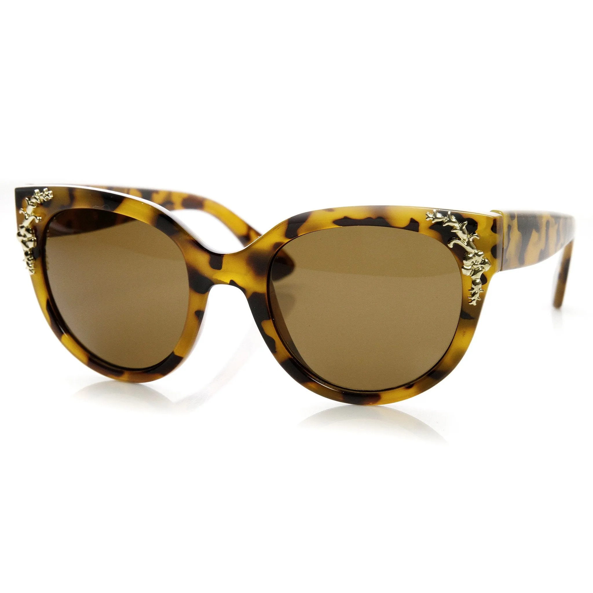 Womens Retro Oversize Flower Adorned Cat Eye Sunglasses 9320 sold by ZeroUV product image thumbnail 2