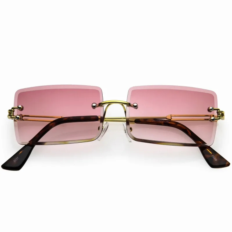 Luxe Square Neutral Bevelled Lens Metal Rectangle Sunglasses D225 sold by ZeroUV