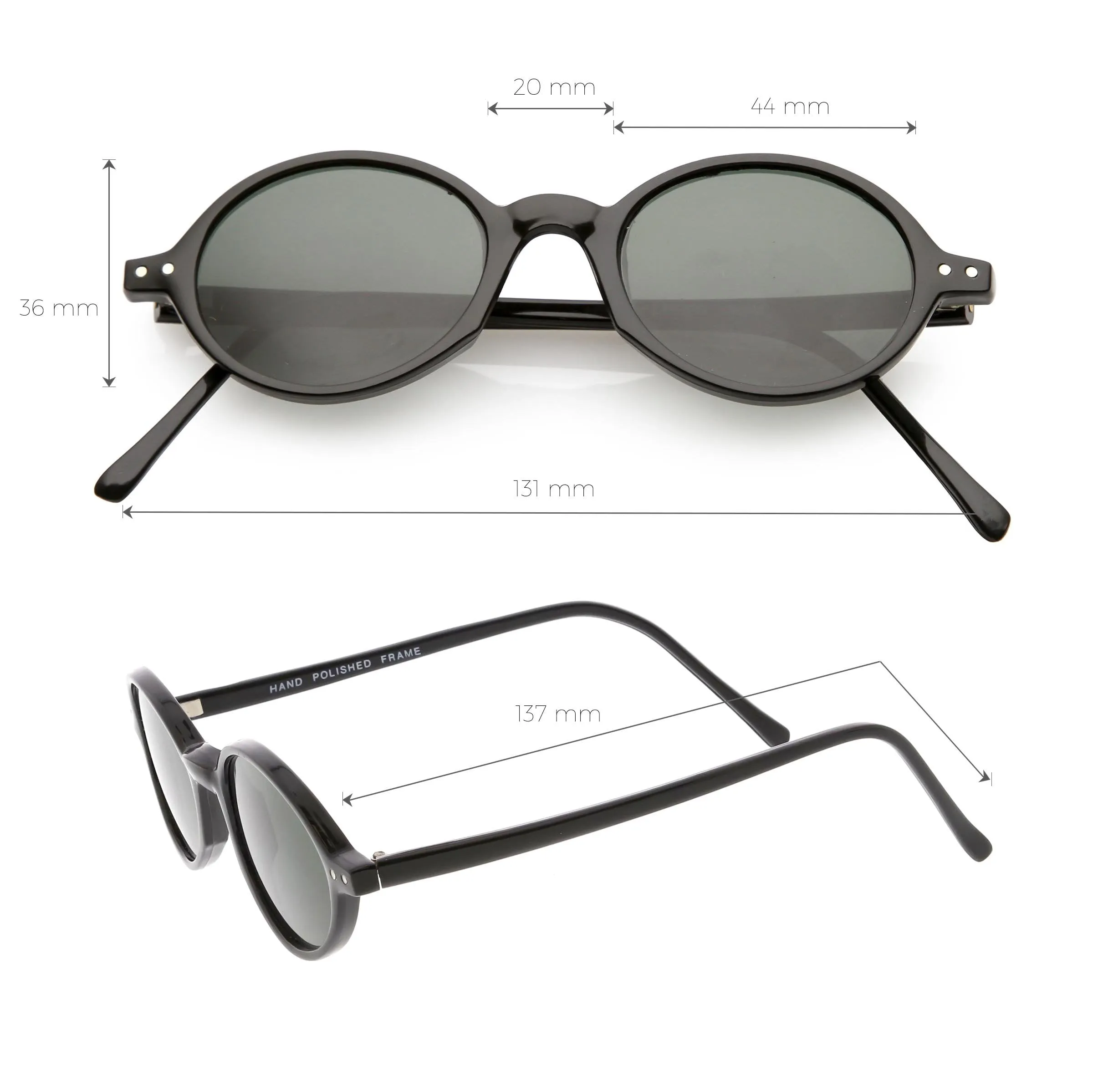 European True Vintage Round Oval Dapper Sunglasses C659 sold by ZeroUV product image thumbnail 2