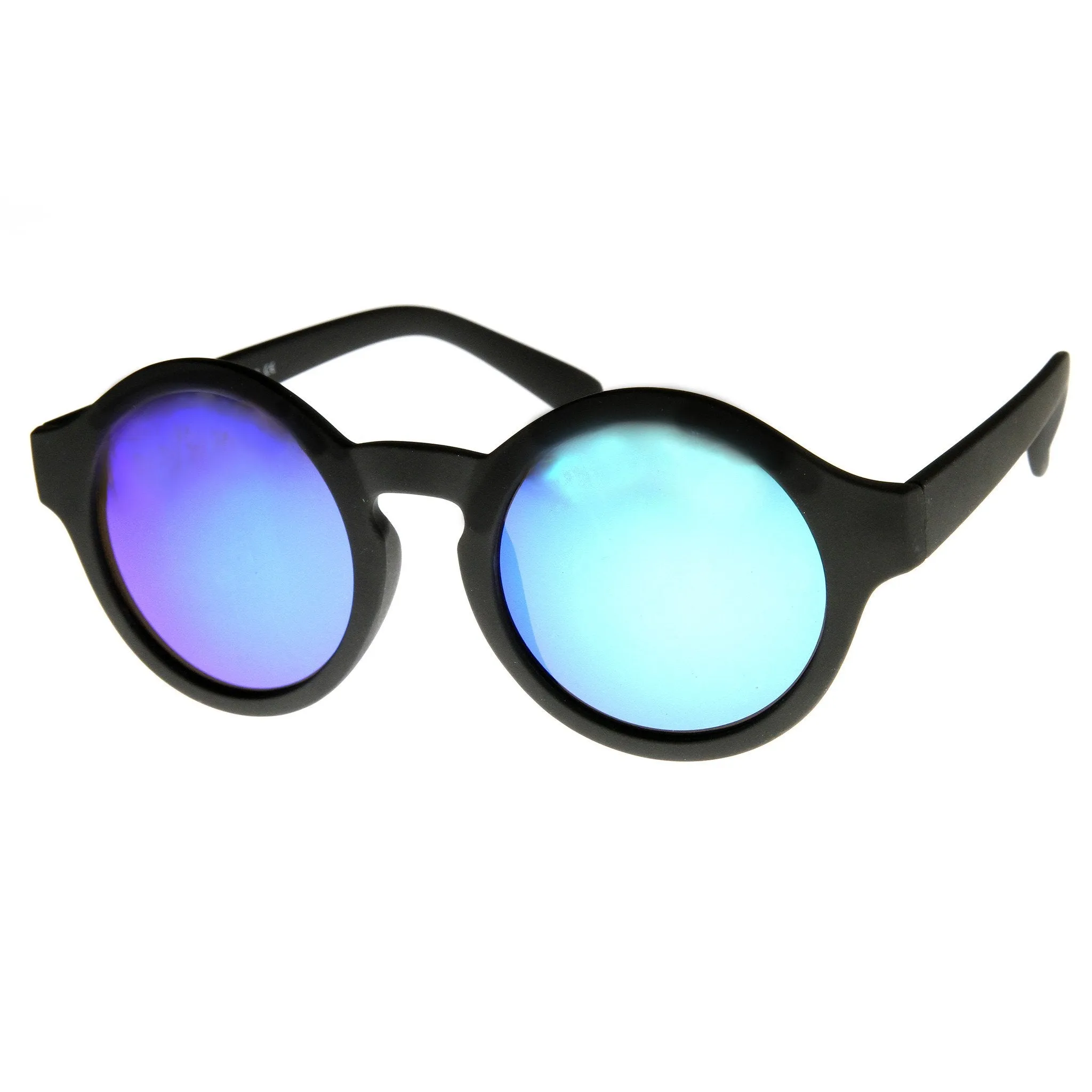 Retro Flash Mirrored Lens Keyhole Round Sunglasses 9312 sold by ZeroUV product image thumbnail 4