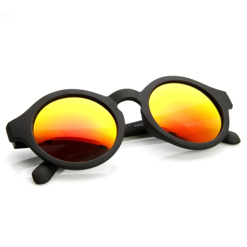 Retro Flash Mirrored Lens Keyhole Round Sunglasses 9312 sold by ZeroUV