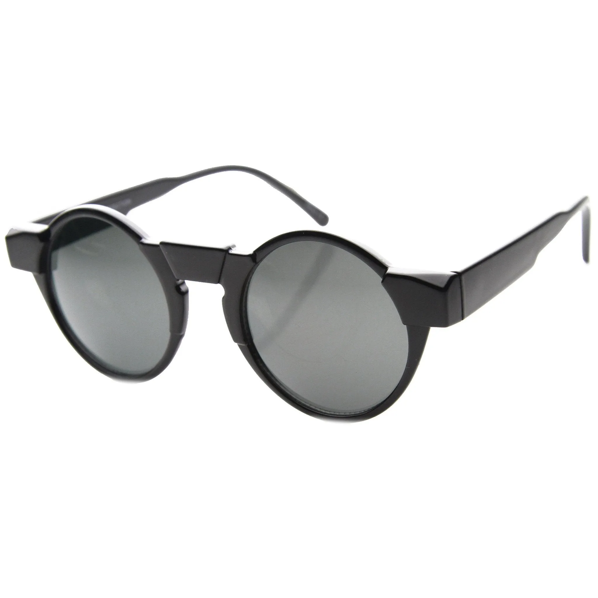 Unique Retro Futuristic Key Hole Round Horned Rim Sunglasses 9502 sold by ZeroUV product image thumbnail 2