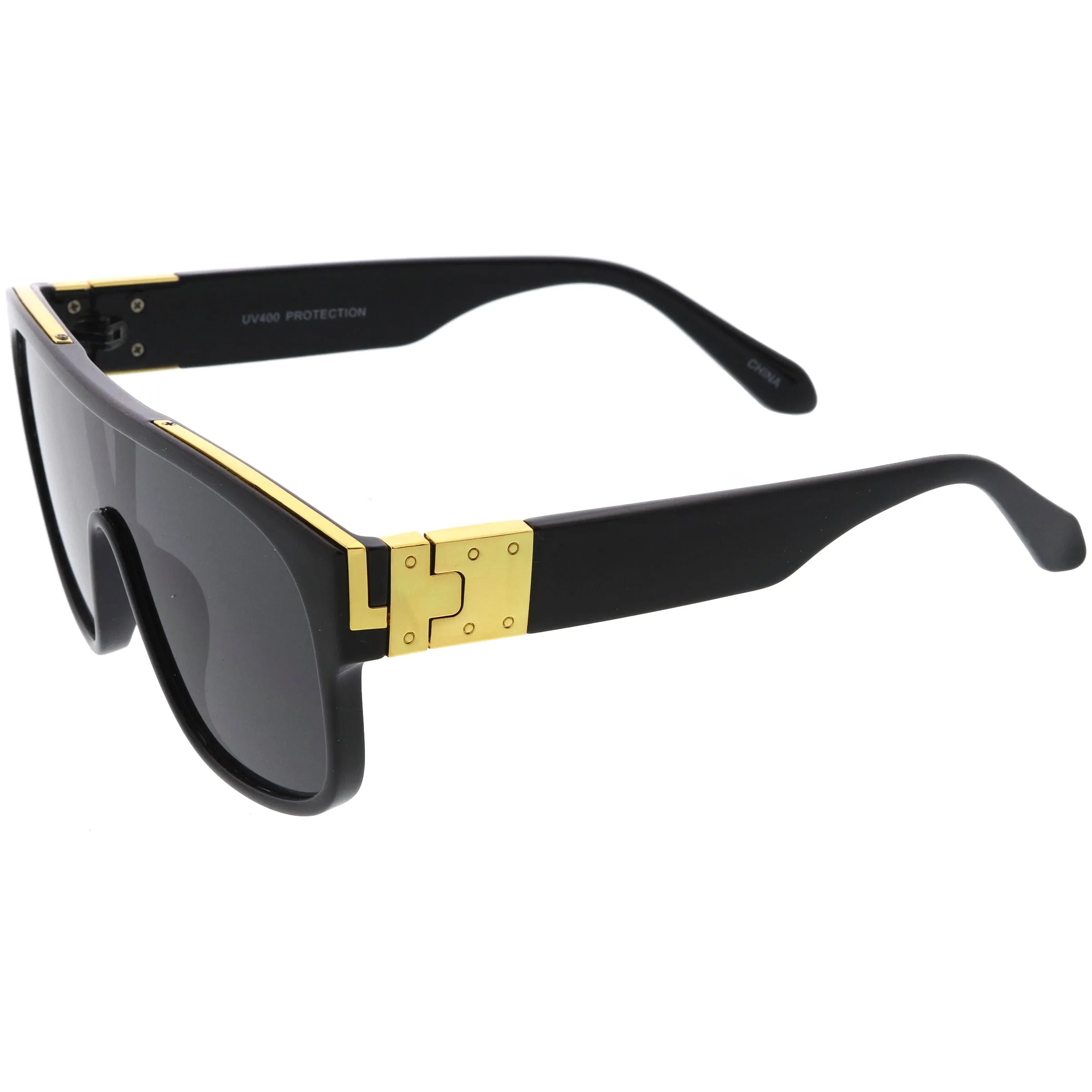 Sleek Oversize Neutral Square Lens Flat Top Shield Sunglasses D098 sold by ZeroUV product image thumbnail 5