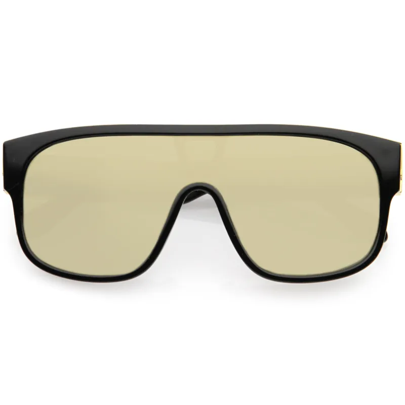 Sleek Oversize Neutral Square Lens Flat Top Shield Sunglasses D098 sold by ZeroUV