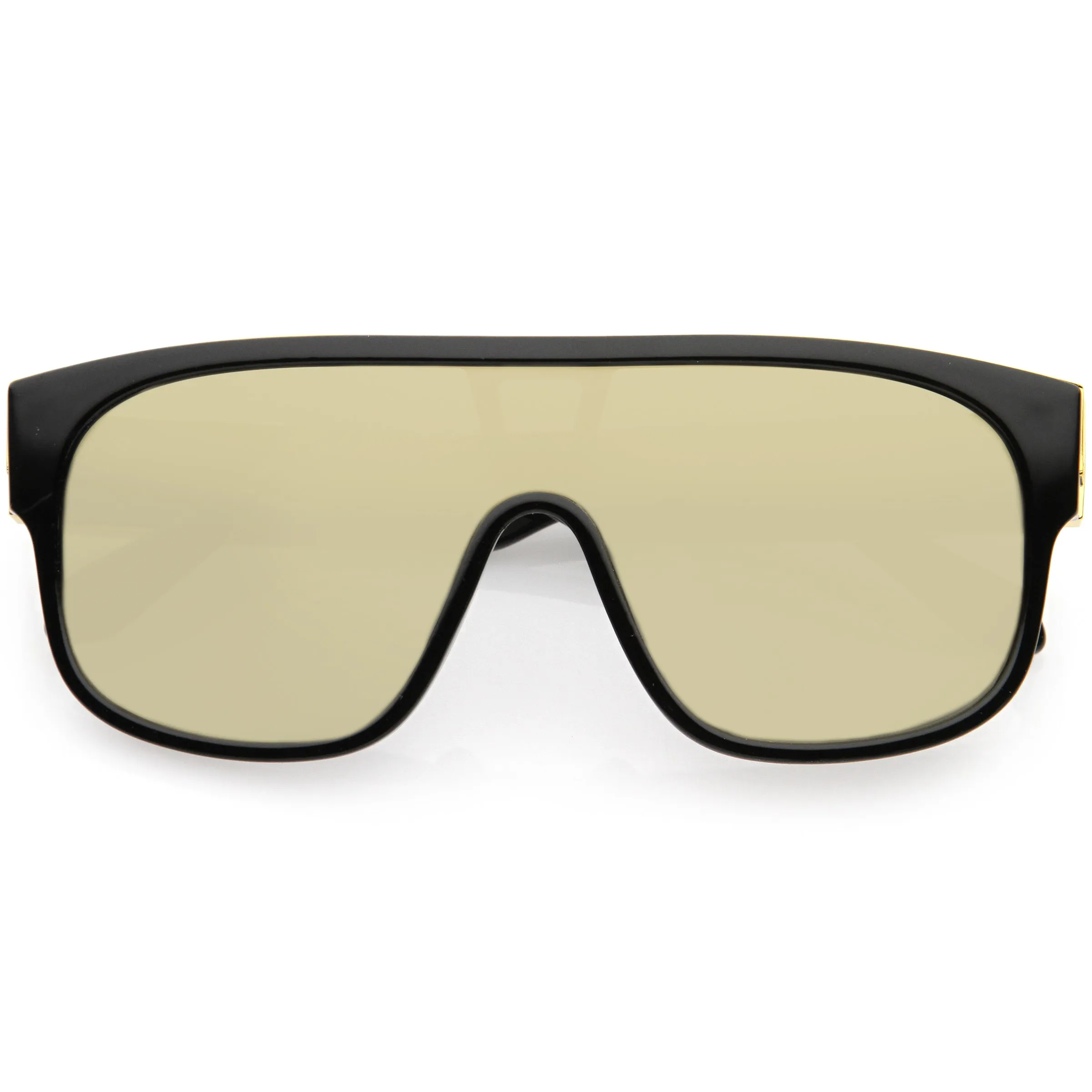 Sleek Oversize Neutral Square Lens Flat Top Shield Sunglasses D098 sold by ZeroUV