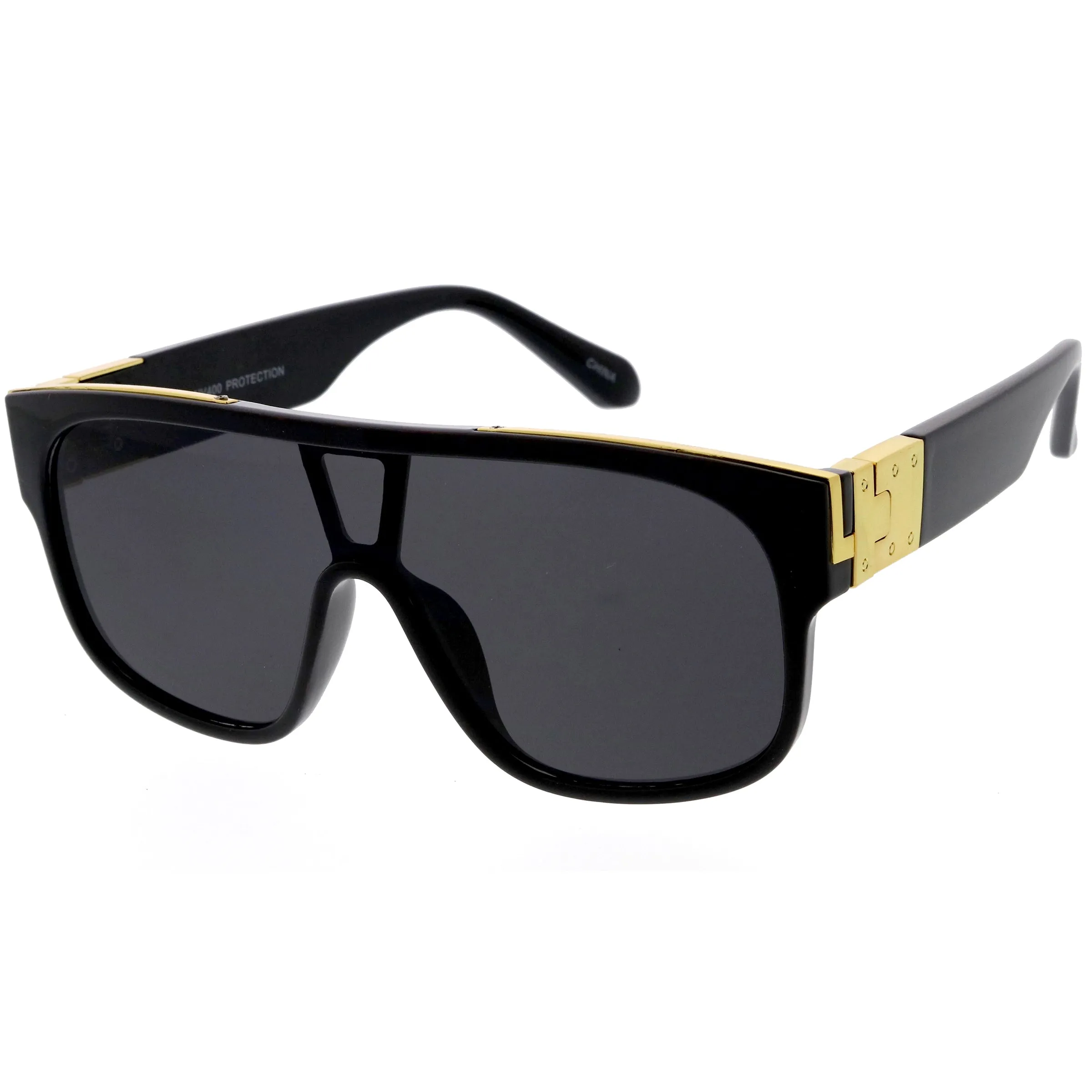 Sleek Oversize Neutral Square Lens Flat Top Shield Sunglasses D098 sold by ZeroUV product image thumbnail 4