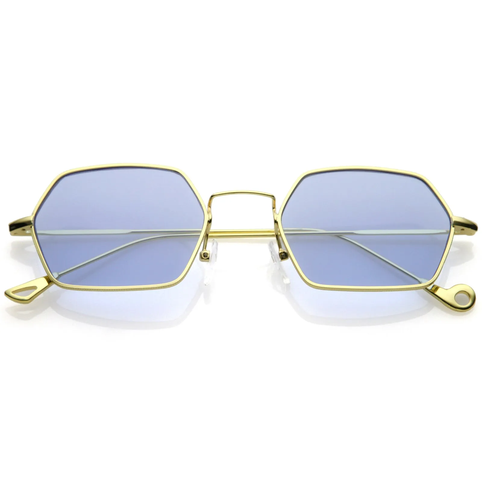 Retro Small Hexagon Colored Flat Lens Metal Frame Sunglasses C472 sold by ZeroUV