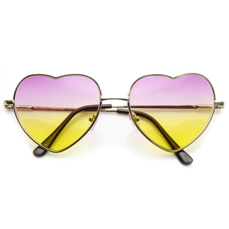 Cute Metal Heart Shape Rainbow Color Lens Sunglasses 9205 sold by ZeroUV
