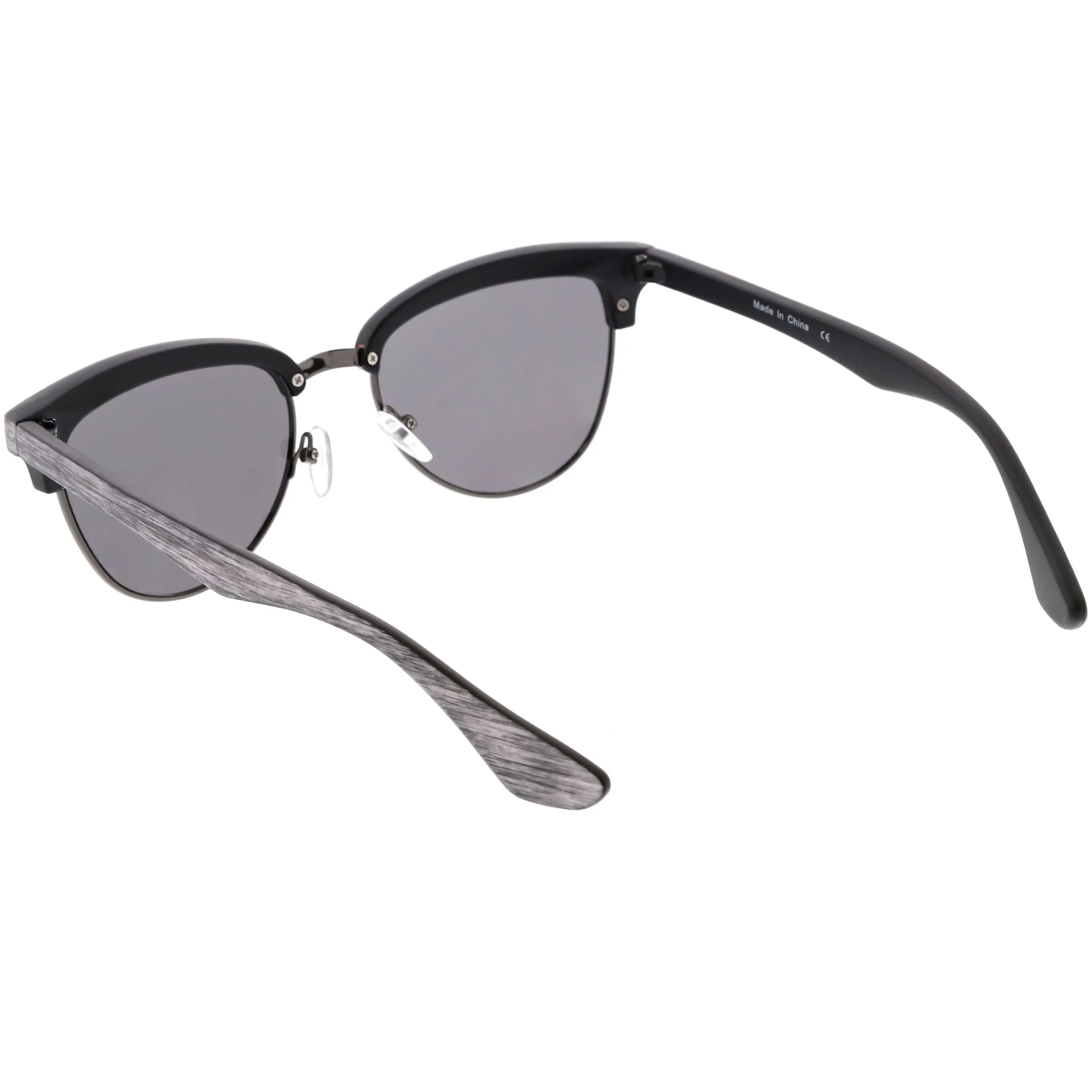 Faux Wood Half Frame Horned Rim Cat Eye Sunglasses C847 sold by ZeroUV product image thumbnail 4