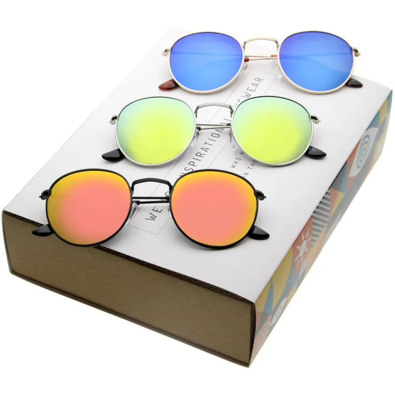Retro Round Mirrored Flat Lens Metal Sunglasses A409 [Promo Box] sold by ZeroUV