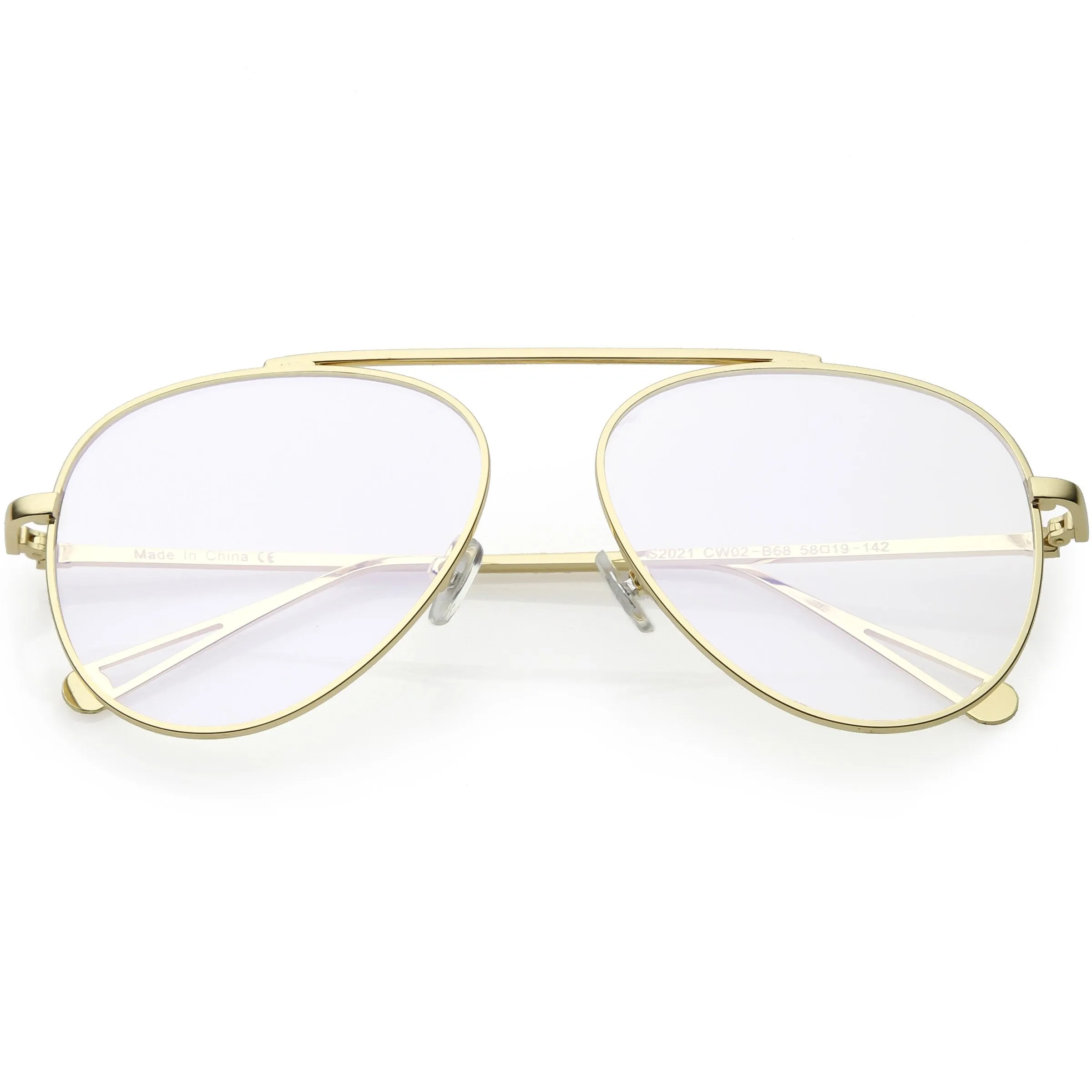 Premium Modern Clear Flat Lens Metal Aviator Glasses C509 sold by ZeroUV product image thumbnail 5