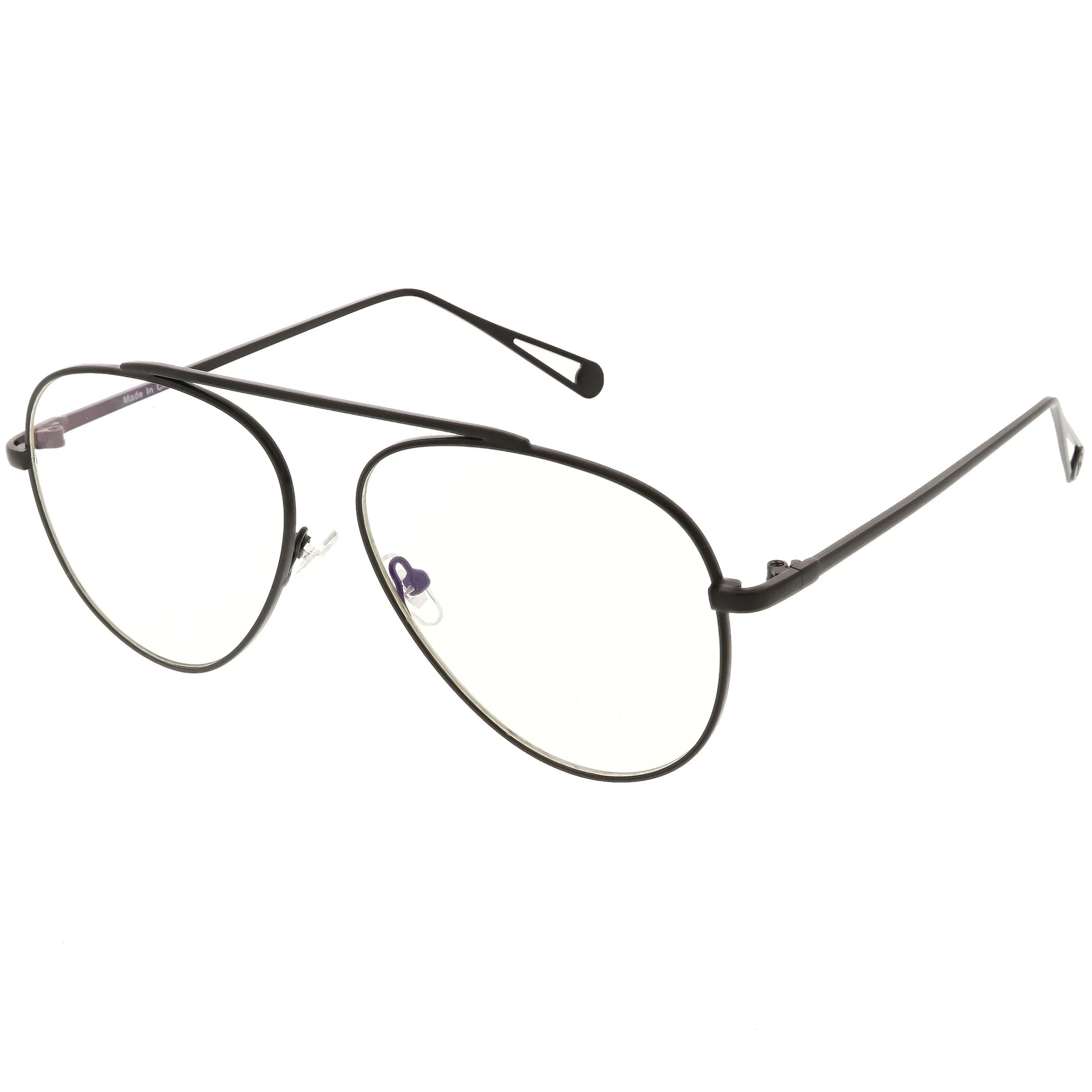 Premium Modern Clear Flat Lens Metal Aviator Glasses C509 sold by ZeroUV product image thumbnail 2