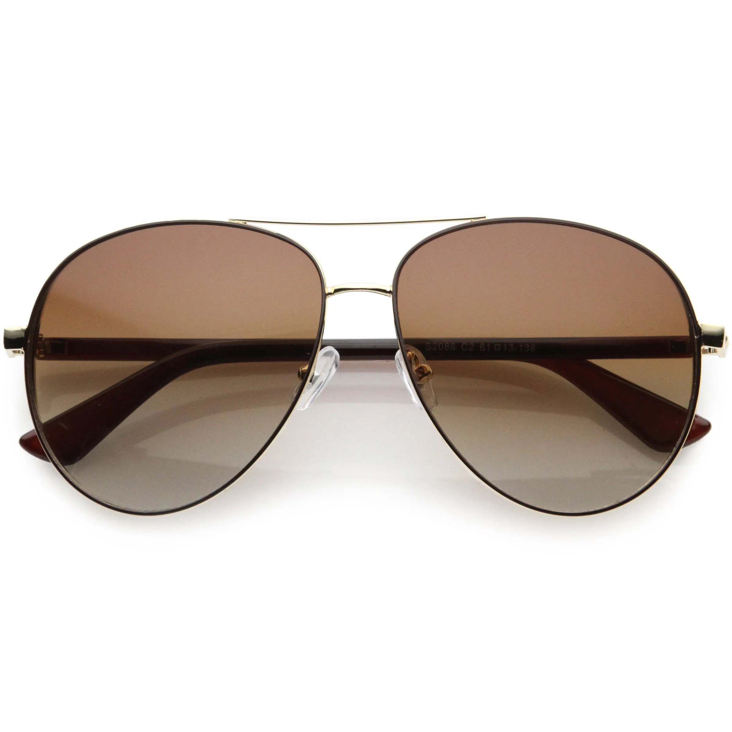Luxe Oversize Pilot Two-Tone Double Metal Side Cover Cut Out Aviator Sunglasses D054 sold by ZeroUV product image thumbnail 4