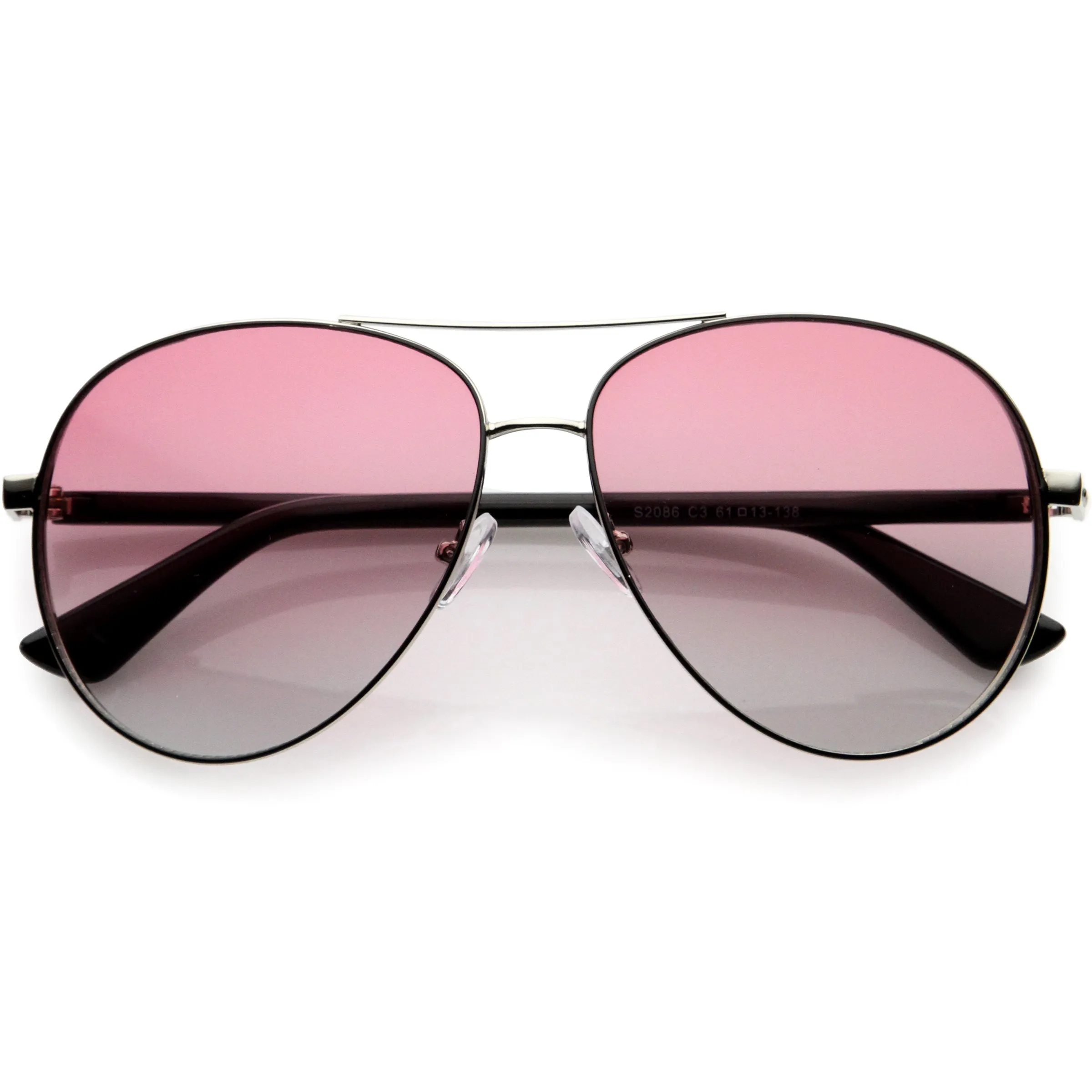 Luxe Oversize Pilot Two-Tone Double Metal Side Cover Cut Out Aviator Sunglasses D054 sold by ZeroUV