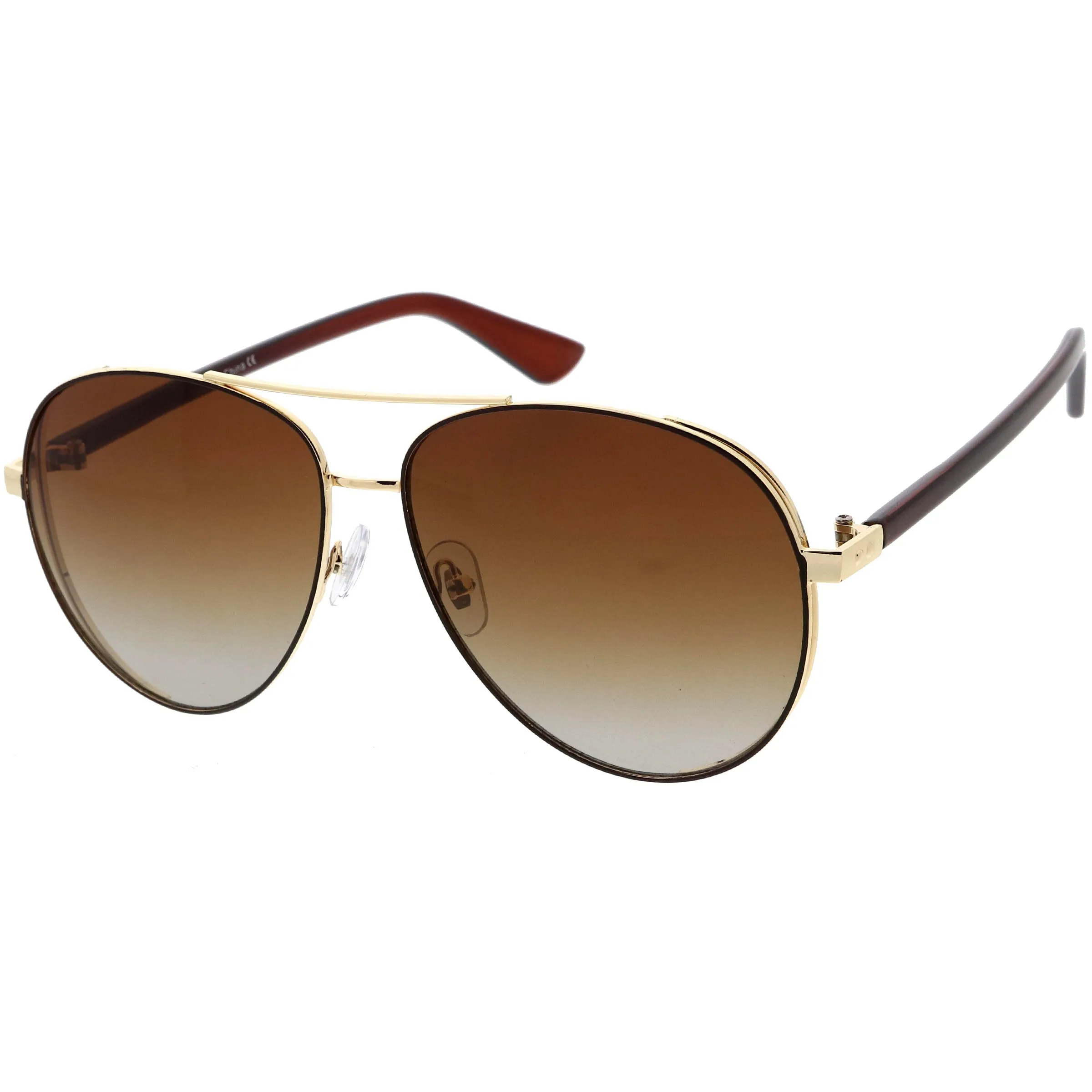 Luxe Oversize Pilot Two-Tone Double Metal Side Cover Cut Out Aviator Sunglasses D054 sold by ZeroUV product image thumbnail 5