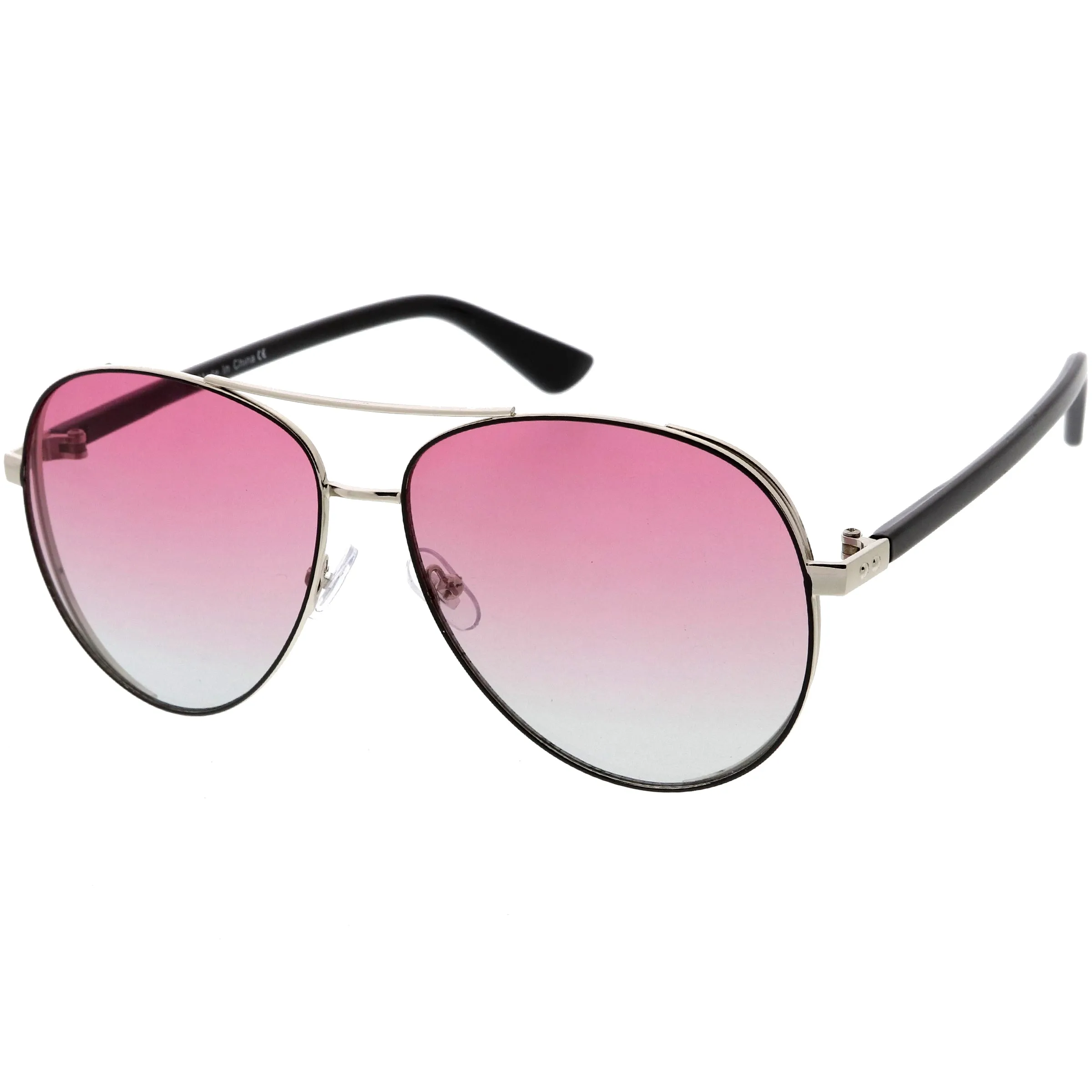 Luxe Oversize Pilot Two-Tone Double Metal Side Cover Cut Out Aviator Sunglasses D054 sold by ZeroUV product image thumbnail 2