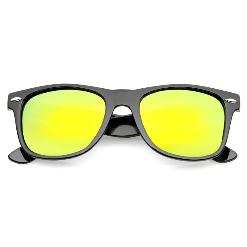 Retro Lifestyle Polarized Mirrored Lens Square Horn Rimmed Sunglasses C101 sold by ZeroUV