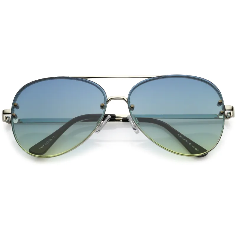 Oversize Retro Colorful Gradient Flat Lens Aviator Sunglasses A881 sold by ZeroUV