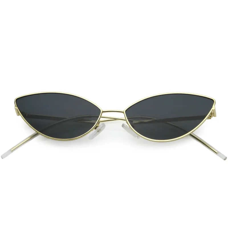 Retro Vintage Inspired Thin Metal Frame Color Tinted Lens Cat Eye Sunglasses C977 sold by ZeroUV