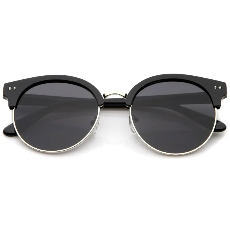 Women's Indie Cat Eye Half Frame Round Sunglasses A407 sold by ZeroUV
