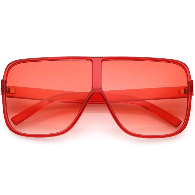 Oversize Festival Flat Top Translucent Color Tone Sunglasses C582 sold by ZeroUV