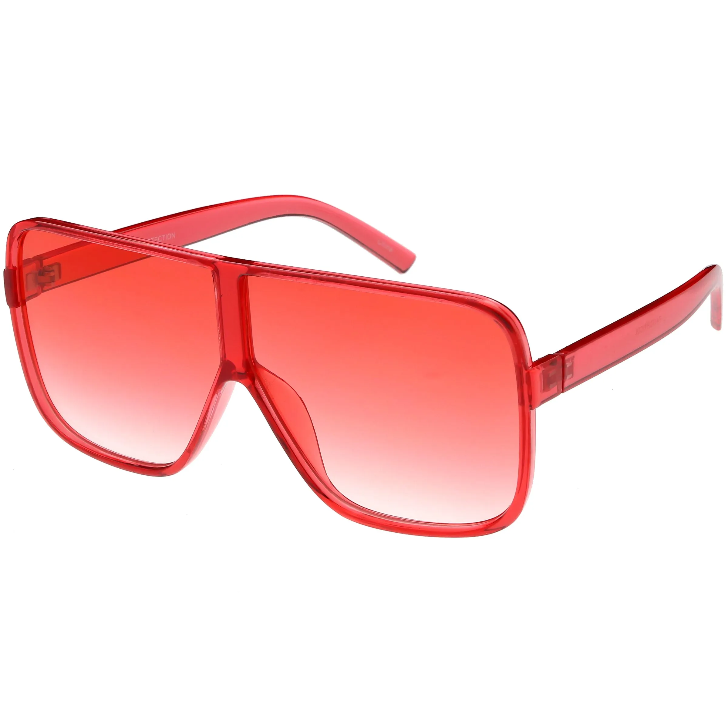 Oversize Festival Flat Top Translucent Color Tone Sunglasses C582 sold by ZeroUV product image thumbnail 2