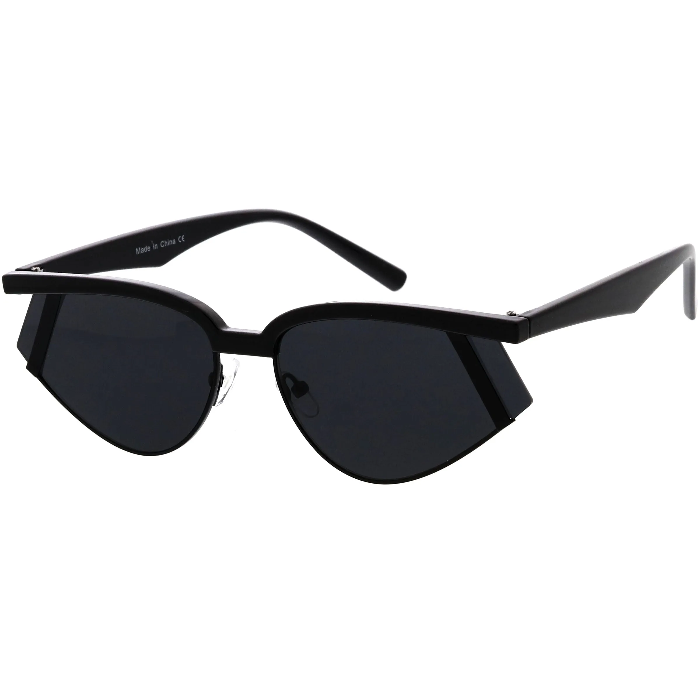 Luxe Geometric Color Temple Detail Browline Cat Eye Sunglasses D019 sold by ZeroUV product image thumbnail 5