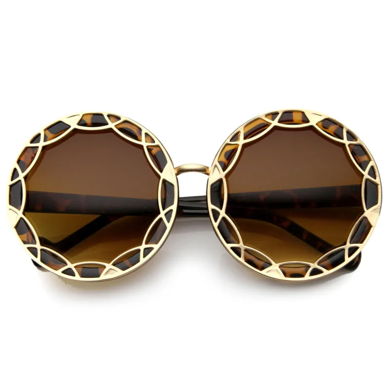 Women's Oversize Round Flat Pattern Sunglasses 9832 sold by ZeroUV