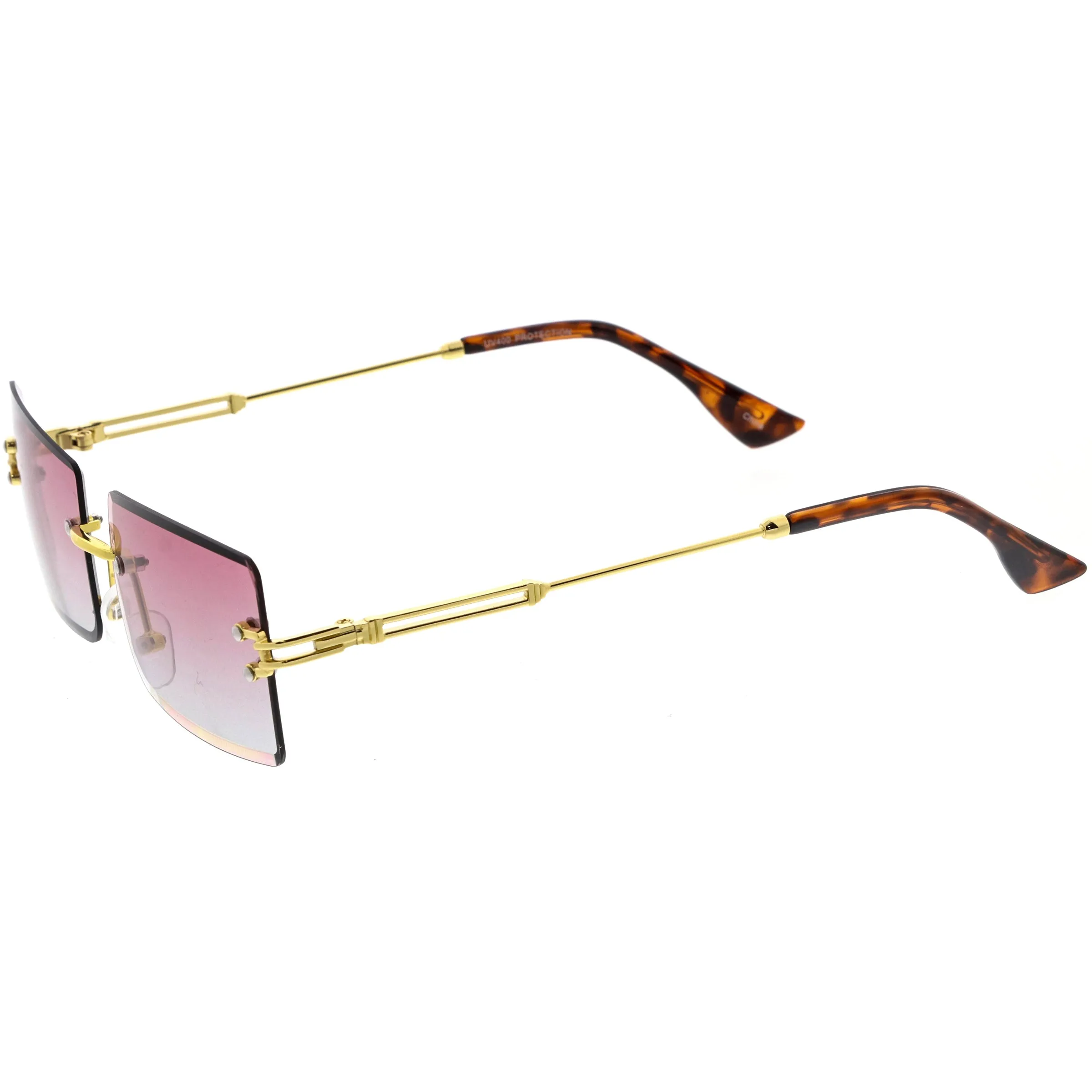 Luxe Color Gradient Bevelled Lens Metal Rectangle Sunglasses D223 sold by ZeroUV product image thumbnail 5