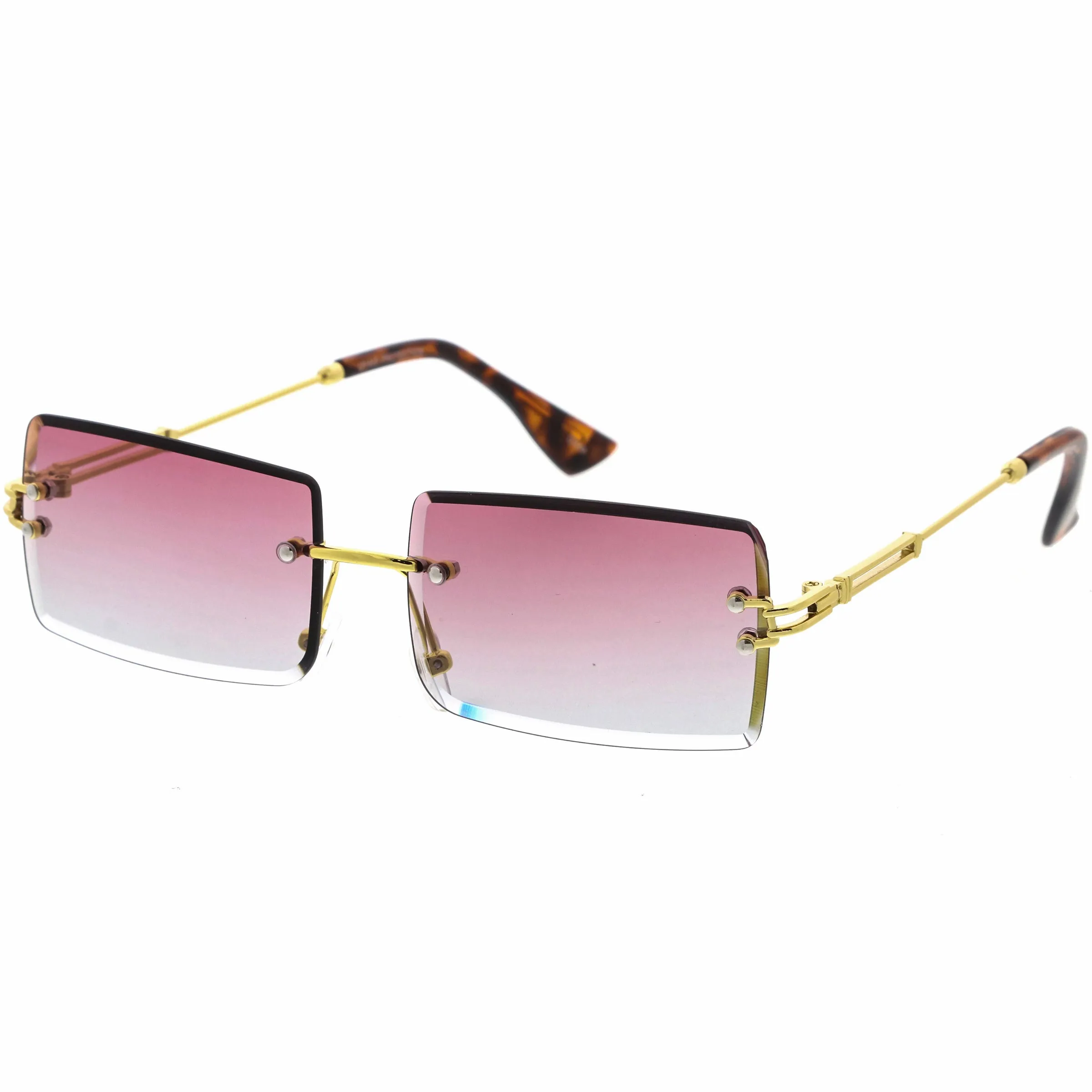 Luxe Color Gradient Bevelled Lens Metal Rectangle Sunglasses D223 sold by ZeroUV product image thumbnail 4