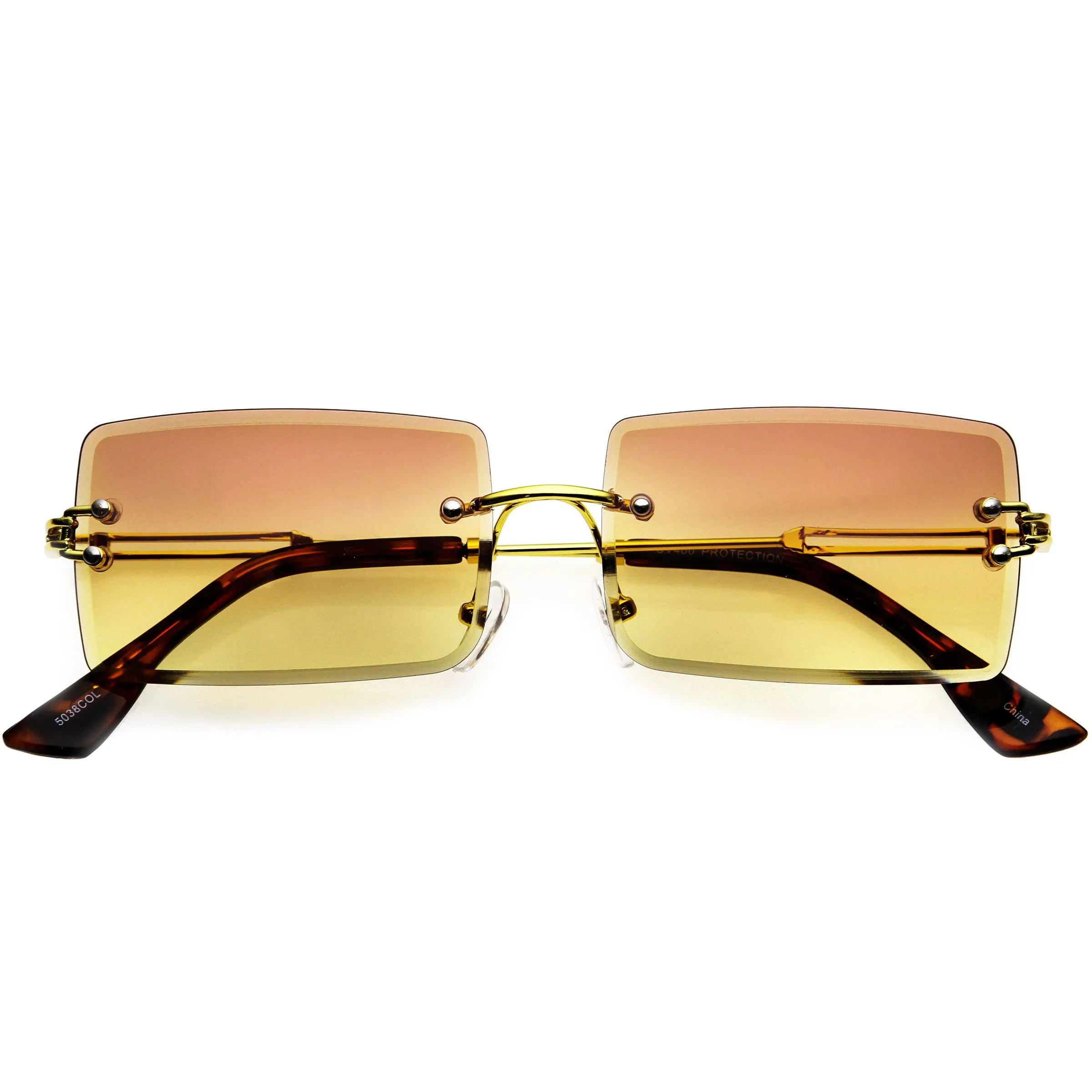 Luxe Color Gradient Bevelled Lens Metal Rectangle Sunglasses D223 sold by ZeroUV