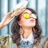 Super Bright Color Mirrored Lens Horned Rim Sunglasses 8128 sold by ZeroUV