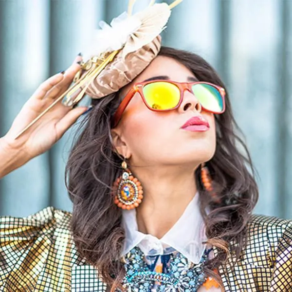 Super Bright Color Mirrored Lens Horned Rim Sunglasses 8128 sold by ZeroUV product image thumbnail 4