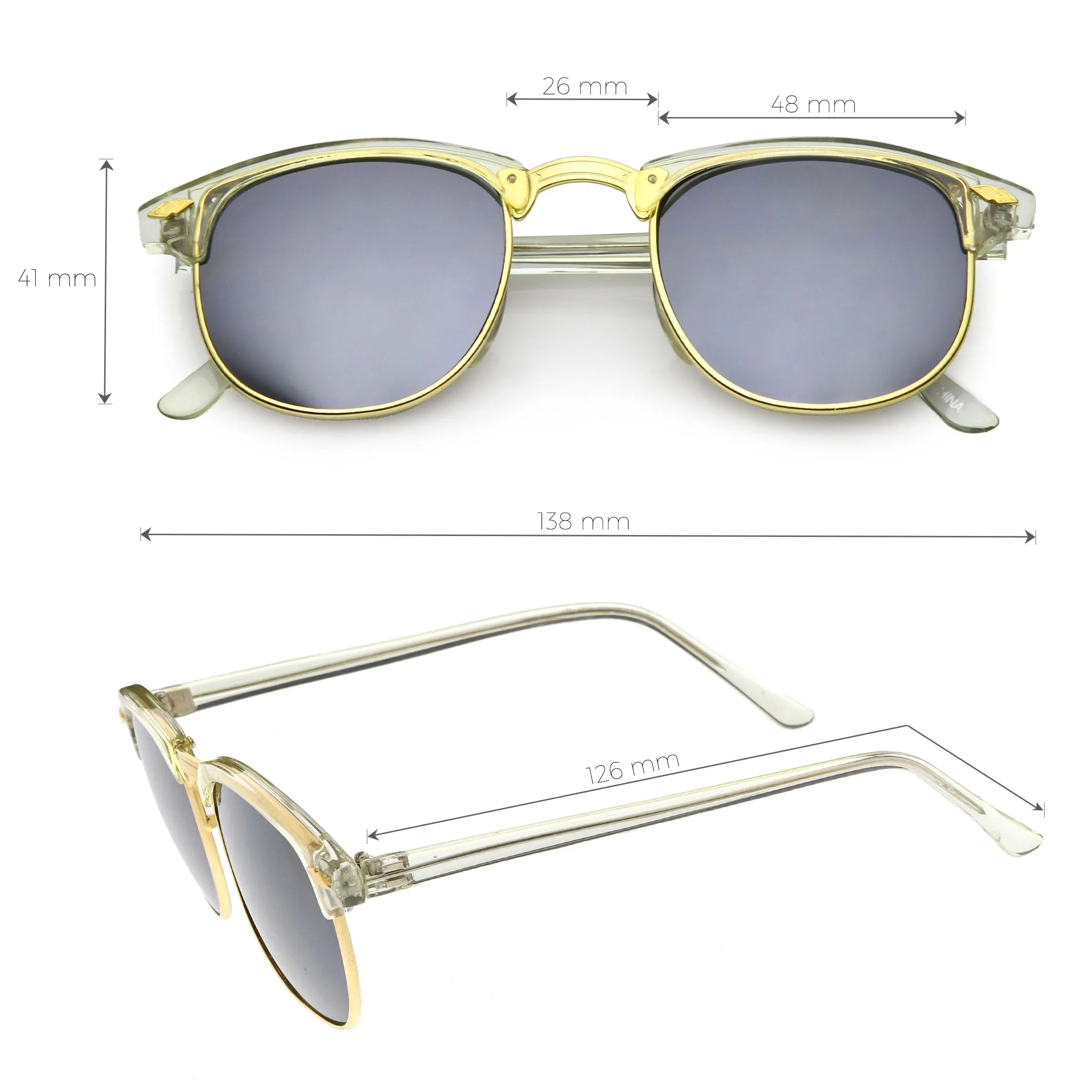 True Vintage Horned Rim Mirrored Lens Sunglasses C650 sold by ZeroUV product image thumbnail 5